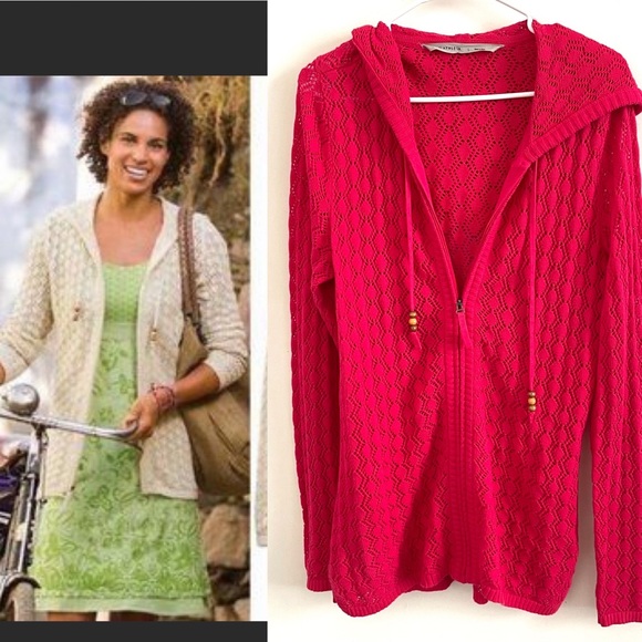 Athleta | Sweaters | Athleta Sundial Crochet Hoodie Pink Sweater L |  Poshmark